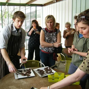 Sampling of Dr. Sue's Chocolate at Bolsa Mercado in Bishop Arts District.
