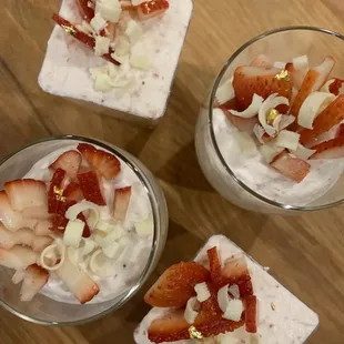 white chocolate mousse + strawberry cream :)