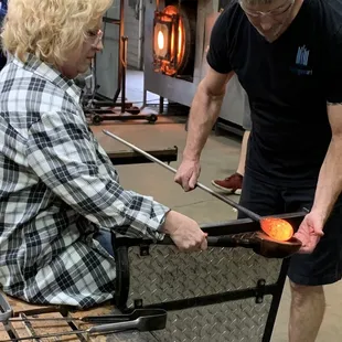 Me using the cooling paddle to shape my wine glass