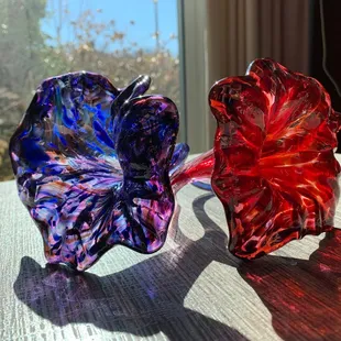 Two of the flowers we made