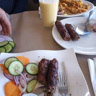Seekh kabob and chicken biryani