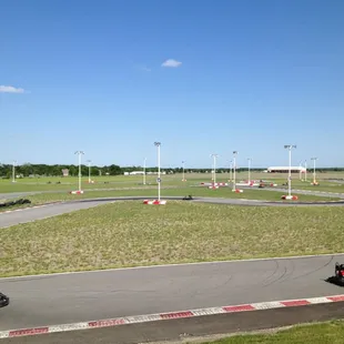 Watching from the elevated platform.