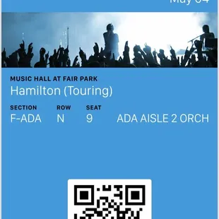 Screen shot of ticket