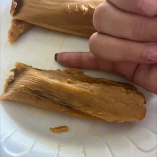 These are the tiniest tamales and for $16 dollars a doz. Join the tamale group on Facebook instead.