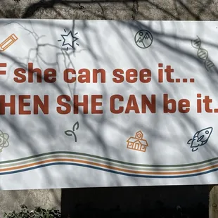 A nice series of pictures and signs promoting women in STEM