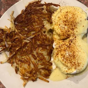 Hash and eggs Benedict
