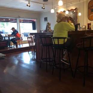 Inside tables and bar seating