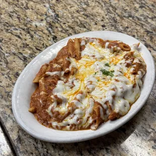 Baked Ziti 

Served with fresh hot bread &amp; your choice soup or salad.