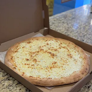 Bianco Pizza  
(Garlic, Mozzarella &amp; Ricotta and Parmesan Cheese).