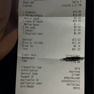 You can clearly see they charge me for sauce and lemon And 18% gratuity for two people,