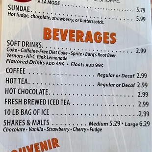 Dessert and Drink Menu