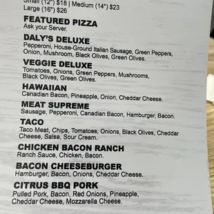 the menu