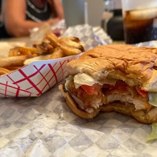 a half eaten sandwich