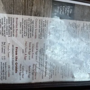 menu
