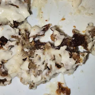 Fried to a crisp steak bites. Completely inedible