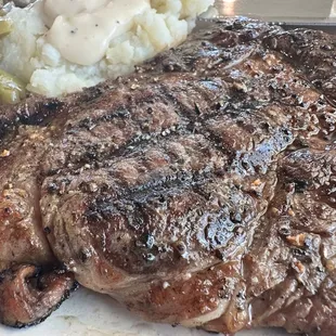 Ribeye steak from the Dam Restaurant in Warsaw, MO. The steak alone was a meal. You don&apos;t need anything else. ;)