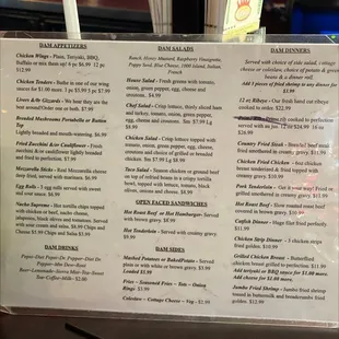 Back of menu