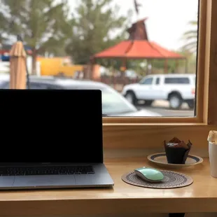 Chocolate muffin and s'mores latte on a chilly day.