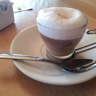 Decaf soy macchiato