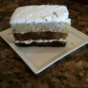 Vegan velvet cake (vanilla, mocha, and chocolate)