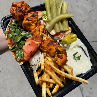 a tray of food