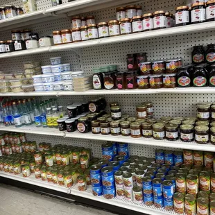 shelves full of food