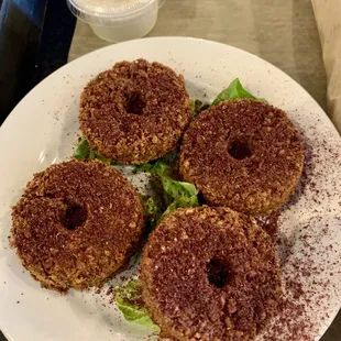 Look at those adorbs falafel, dusted with I think sumac