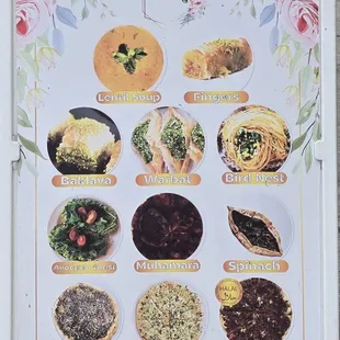 Sidewalk board with their offerings.