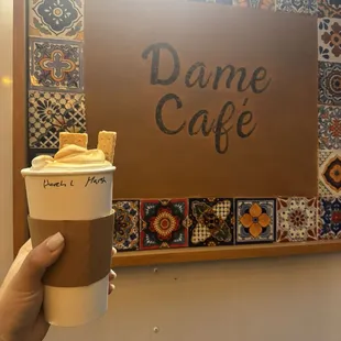 Horchata latte with fluff