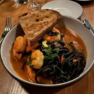 Prawn &amp; Squid Ink Pasta