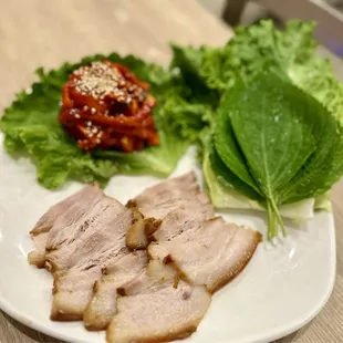 Sliced Steam Pork Belly w/ Vegetable (not pictured: combo with Spicy Buckwheat Noodle) $29.95