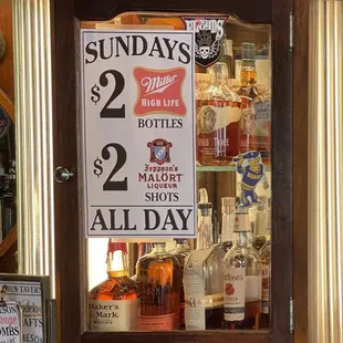 two bottles of alcohol on display