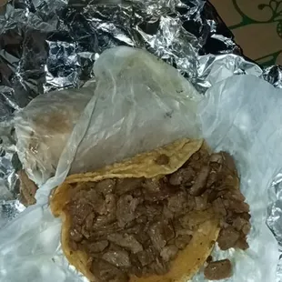 Plain steak tacos meat was faty and old tasting