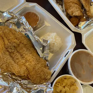 Sampler - 1 Catfish Seafood Etouffee Over Steamed Rice &amp; 1 Side  2 Fried Catfish &amp; 2 Sides