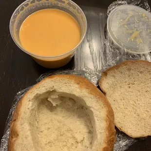 Lobster bisque with bread bowl