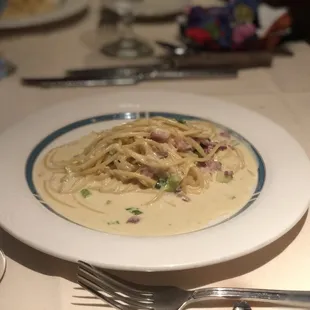 Our chef made a special creamy carbonara at our request