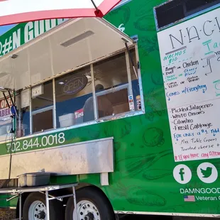 a green food truck