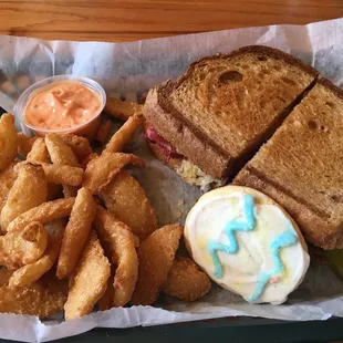 Reuben with onion petals and a cookie :)