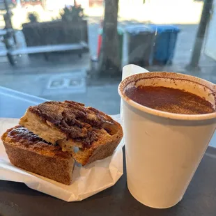 Cinnamon toast: bread and latte #cinnamontoasthigh