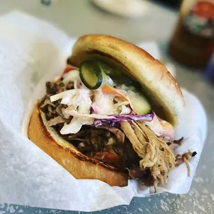 a pulled pork sandwich