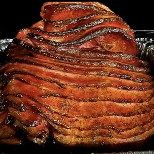 a large piece of meat in a pan