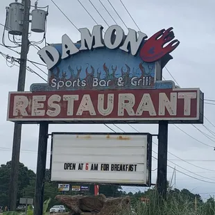 a sign for a restaurant
