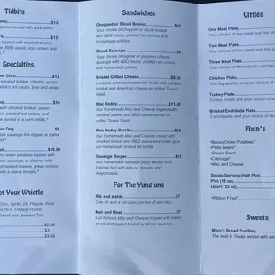 Menu inside September 2022