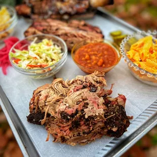 a tray full of food