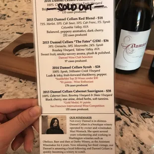 Wine menu