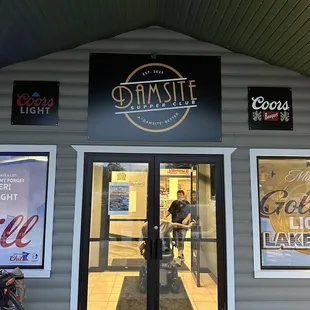 the entrance to the restaurant