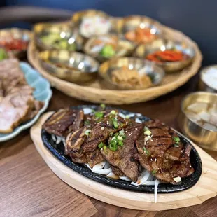 Galbi: LA Cut Short Ribs | $38 (banchan in back)