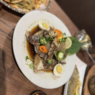 Soy marinated raw crab