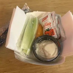 Blue cheese and celery/ carrots