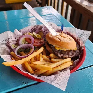 Cheeseburger and fries